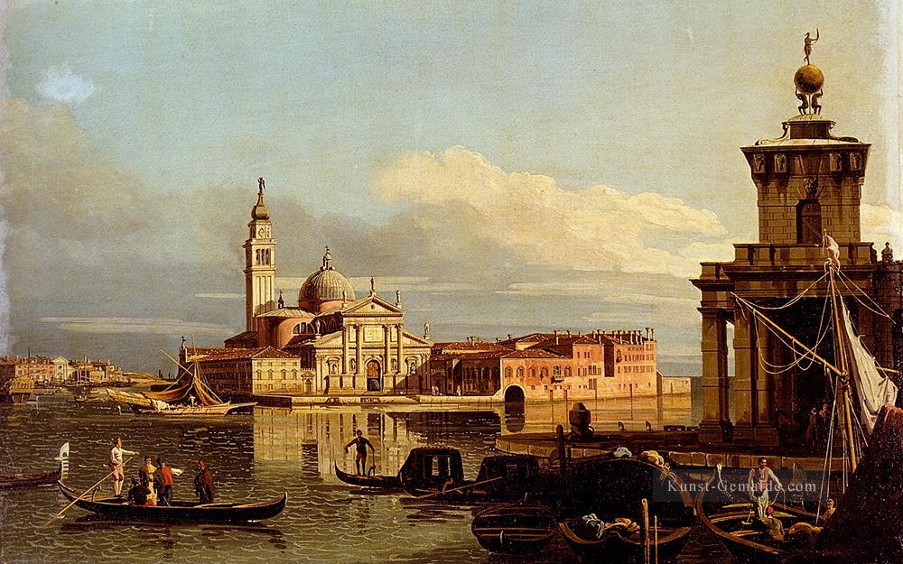 eine Ansicht in Venedig von der Punta della Dogana in Richtung San Giorgio Maggiore städtischen Bernardo Bell Ölgemälde